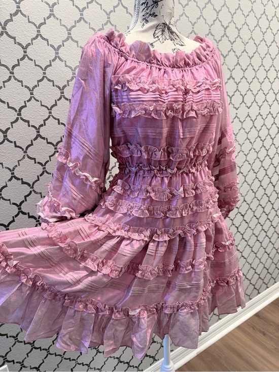 Cynthia Rowley Dresses & Skirts - NWT Cynthia Rowley 100% Silk Metallic Blush Ruffle Dress Size Small